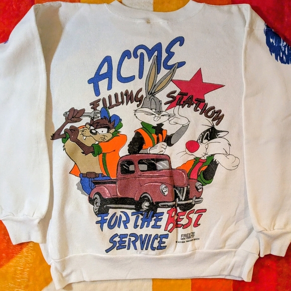 Vintage Tultex 1994 Looney Tunes Acme Mechanic Graphic Sweatshirt Unisex LG - Picture 6 of 8